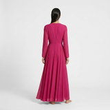 Blush Rose Long-Sleeved Chiffon Maxi - Romantic Wrap-Front Formal Gown